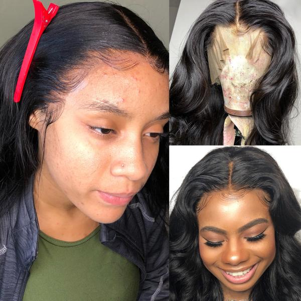 8 Full Lace Human Hair Wigs For Black Women / Transparent Body Wave Lace Wig