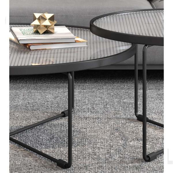 PU Leather Cover Glass Coffee Table Modern Center Table for Living Room