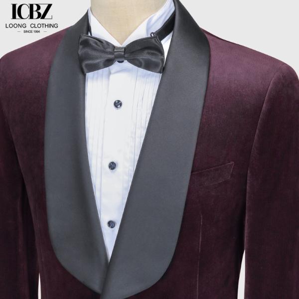 Business Men's Suit 2 Pieces Gold Velvet Shawl Lapel Single Breasted Slim Fit Wedding Suits