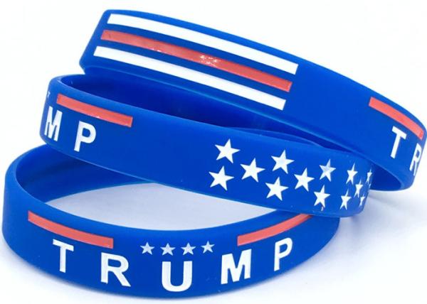 Blue color Silicone bracelet Trump Donald wrist strap custom OEM logo color size wrist