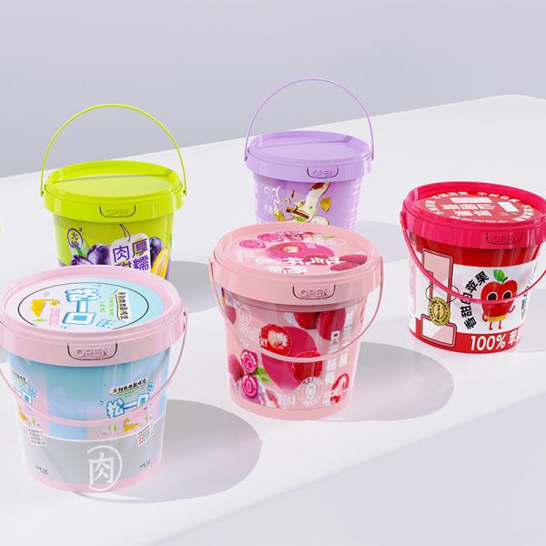 Ronde 750 ml PP plastique de qualité alimentaire Container IML personnalisé pour boissons Chocolat et sauces