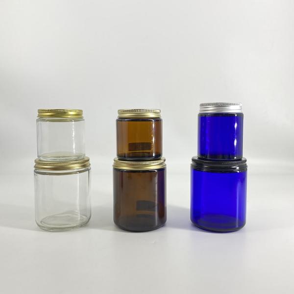 100ml Scented Candle Container , Amber Glass Candle Jar With Metal Lid