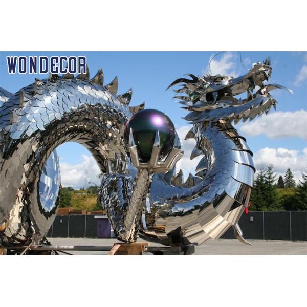 Подгонянное украшение металла большой скульптуры дракона нержавеющей стали на открытом воздухе