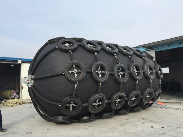 50Kpa 3.3*6.5m Black Marine Pneumatic Rubber Fenders With Tires