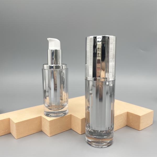 High End Cosmetic Pump Bottle Skincare Packaging 30ml Metallized