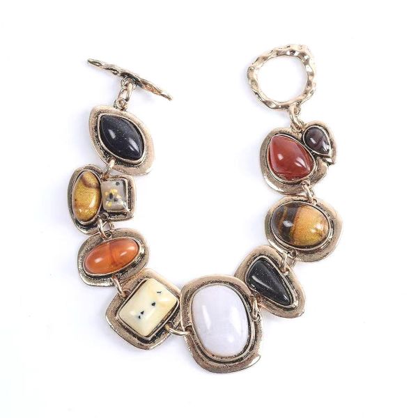 Zinc Alloy Bracelet with Natural Gemstones
