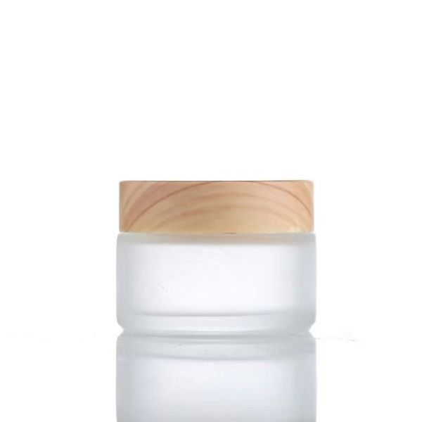 5g 10g 15g 30g 50g Empty Frosted Glass Cream Jars Refillable Cosmetic Natural