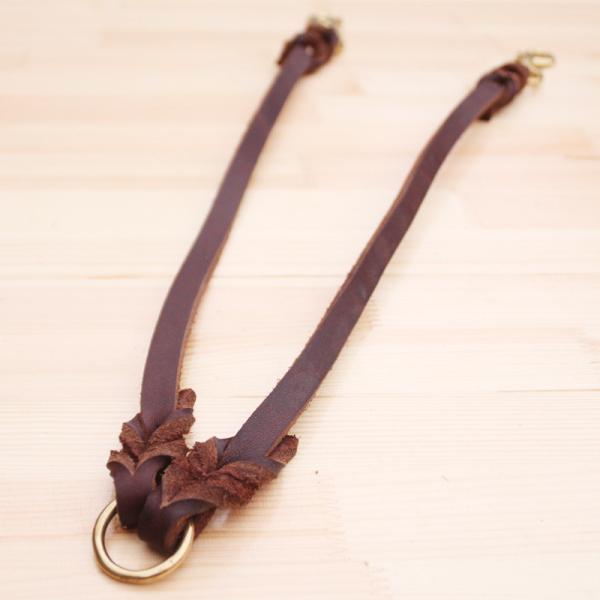 Pet Cow Leather Collar Leash Harness Set Traction Rope  Double Ended Dog Lead 50CM