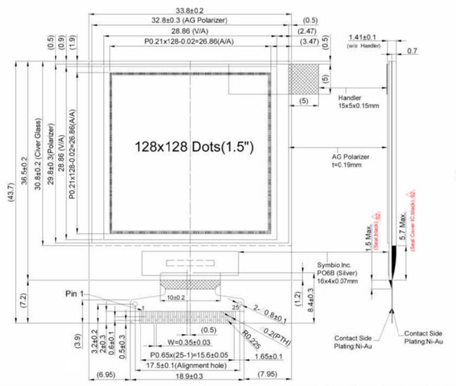 1.5 дюймовый графический 128x128 OLED дисплей, 1,5 дюймовый OLED модуль монохромный белый булевый цвет