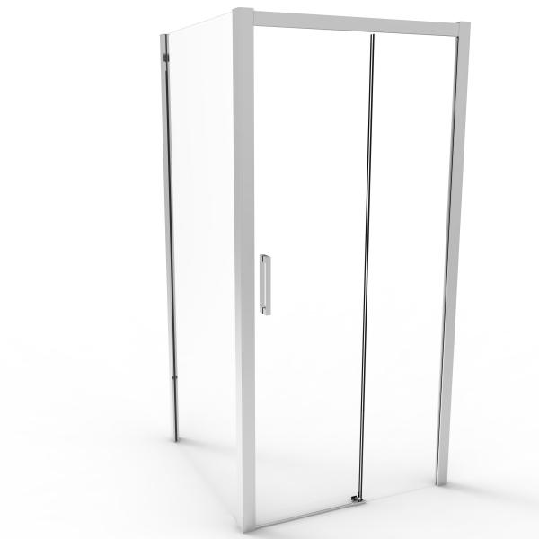 Alumínio, Espelho, Banheiro, Chuveiro, Porta Deslizante com painel lateral.