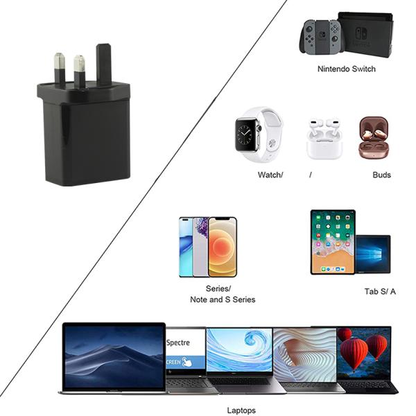 EU 2ピンUSB-CとUSB-A ウォールチャージャー,ラップトップ,タブレット,スマートフォン用の45Wのダブルポート電源アダプタ