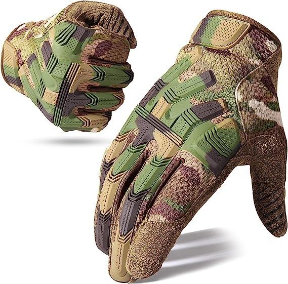 Protective Gear Full Finger Gloves, Motorcycle Tactical Gloves Upgraded Touch Screen Damping Palm Pads Rubber Guard