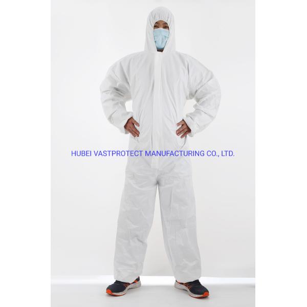 Waterproof Breathable Type 5/6 Cat 3 Disposable White Coverall with Antistatic Feature