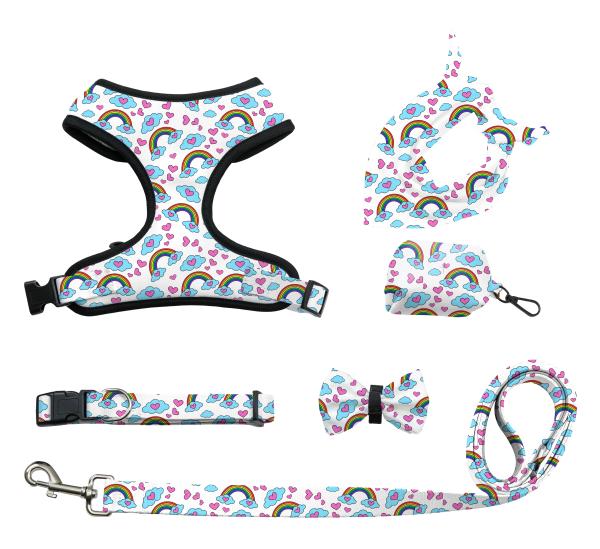 Personalized Custom Dog Cat Harness Sets Adjustable No Pull Luxury Designer Collar and Leash Set with Custom Colors