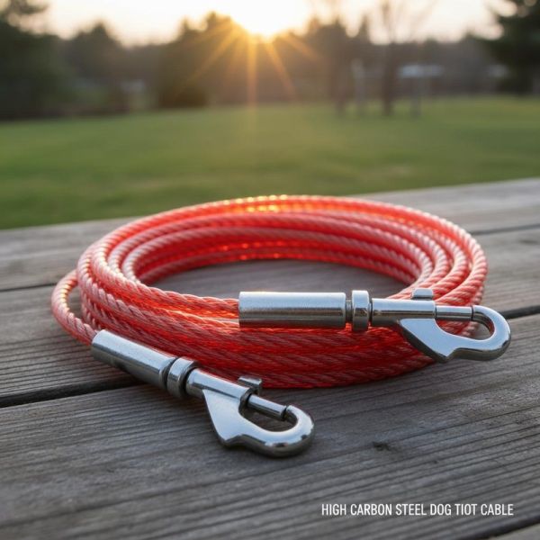 High Carbon Steel Dog Tie Out Cable with 7x7 Construction and PVC Coated for Outdoor Dog Trolley System