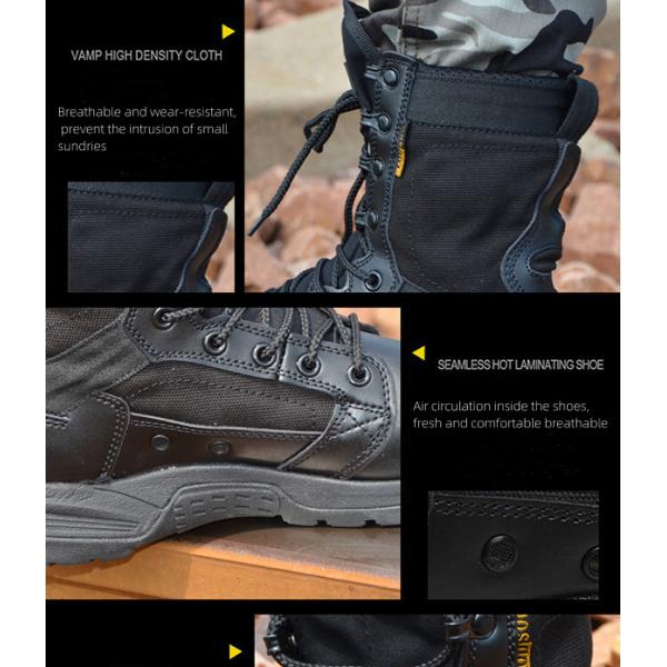 Black Lace Up Combat Military Leather Boots Light Breathable Non Slip