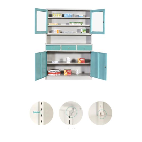 Alkali Resistant SS304 Hospital Medicine Cabinet Adjustable With 3 Drawers