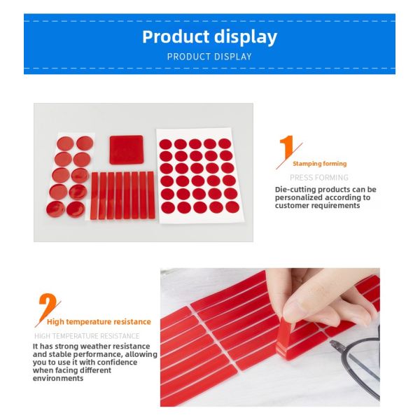 High Viscosity Red Crystal Nail Tape Cut-Free Adhesive Sticker with Double Sided Acrylic Wearable Manicure Display Tape