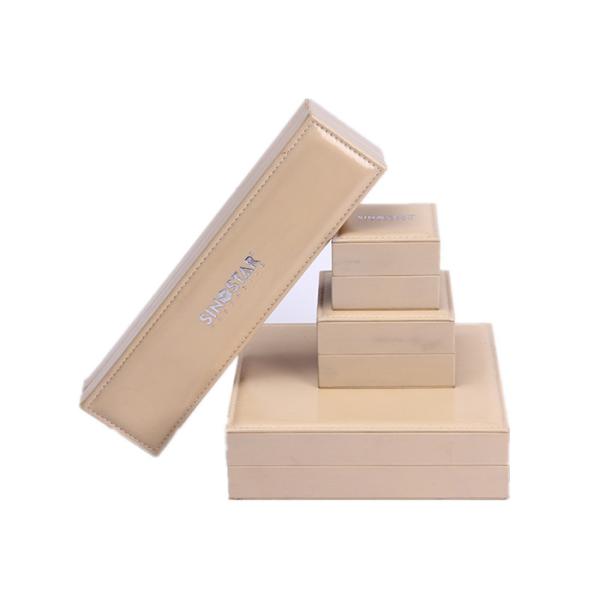 Шкатулка для драгоценностей моды бежевая кожаная плоская, прямоугольник персонализировала коробку украшений