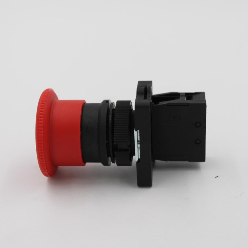 XB2-ES542 22mm Mushroom Head Push Button Switch Emergency Stop 10A Max. Current IP65 Level Plastic Brass Material 1NC