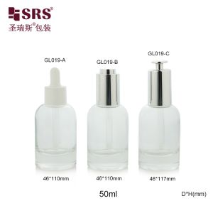 GL019 50ml Round Shoulder Thick Bottom Molded Glass Bottle With Different