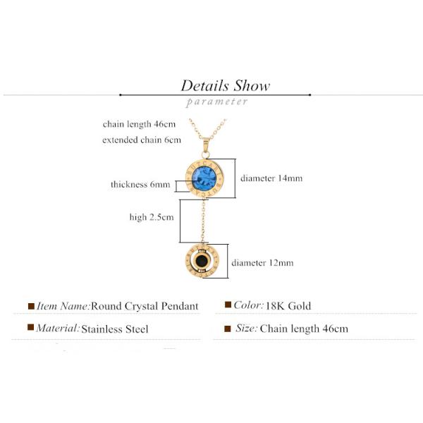 Crystal Necklace, Stainless Steel Crystal Necklace, Letter Carving Decorative Necklace