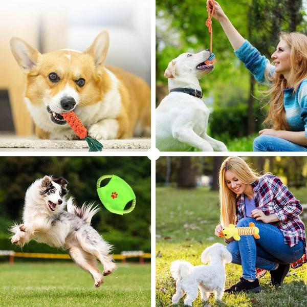 Dog Puppy Toys Pack, Puppy Chew Toys for Fun Teeth Cleaning, Dog Squeak Toys,Treat Dispenser Ball, Tug of War Toy