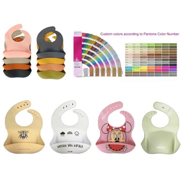 Adjustable Soft Silicone Waterproof Infant Bibs Baby Bibs For Newborns Washable