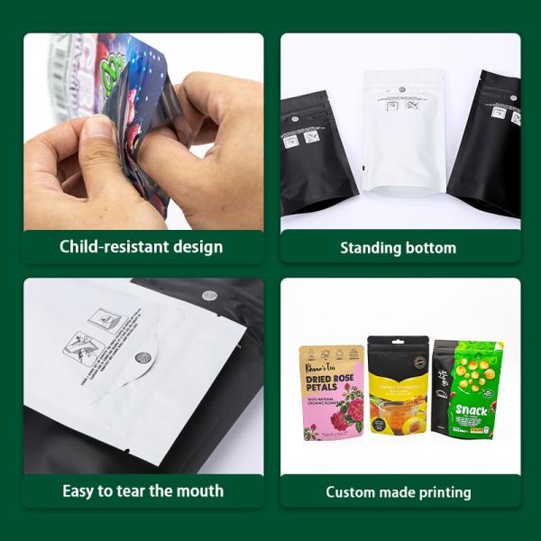 Premium Multi-layer Mylar Bags For Coffee/Tea/Snacks Nuts Packaging - Reusable Seal Design