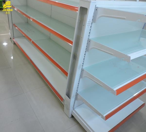 Glass Shelf Supermarket Storage Racks 80x30x2.0mm Columns 2.2mm Brackets