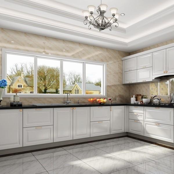 L Shaped Premade White Color Traditional Style Kitchen Cabinets Kitchen Wall Cupboards