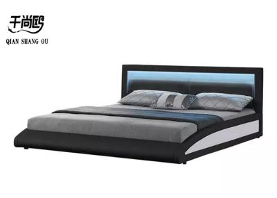 Luxury Leather LED Upholstered Bed Customized With Pillows / Light Emitting Lamp