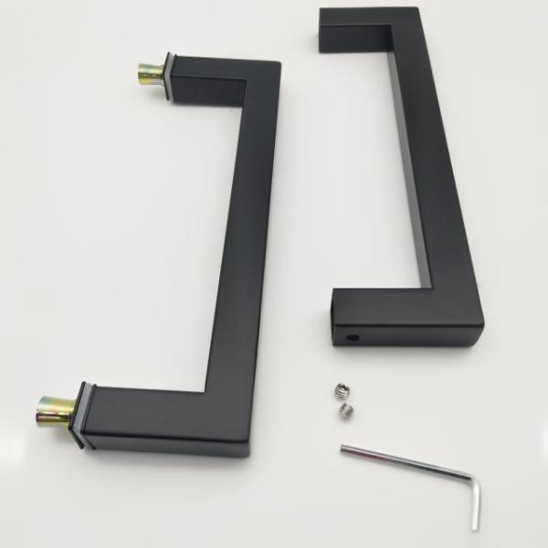 Мат Черный пятна назад назад Сдвижной душ Стеклянная дверь Квадратная ручка 6 8 дюймов