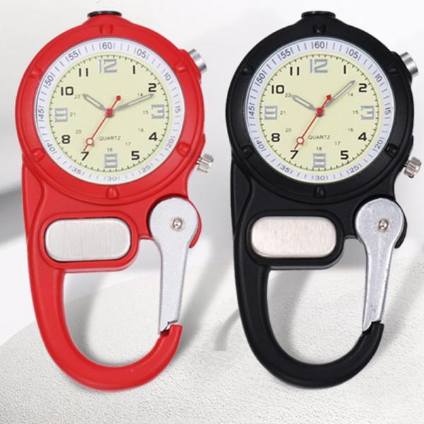 Fob Nurse Pocket Watch Carabiner Clip Watch Black Climb Mountain Outdoor Sports Watches LED Light Pocket Blue Clock