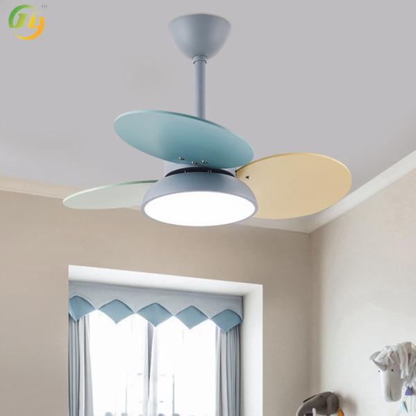 Modern Simple Nordic Eye Protection Colorful Leaf Children's Room Fan Light 30 Inch 36 Inch