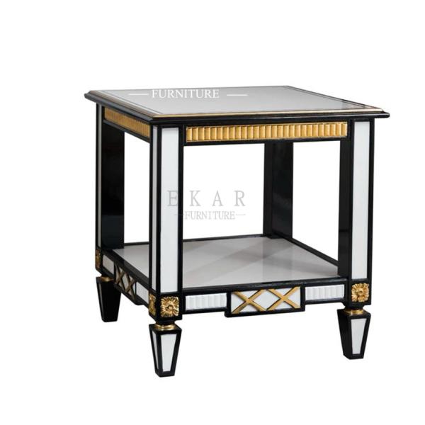 Royal Spanish Design White Wooden Square White Corner Table