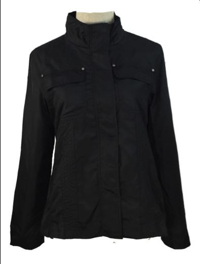Black Womens Outdoor Jackets High Collar Windbreaker 100% Polyester Shell