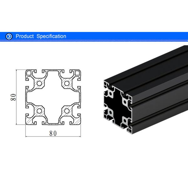 6063 T5 Black Anodized Aluminium T Section Extrusions 80 X 80 MM TS16949 / SGS
