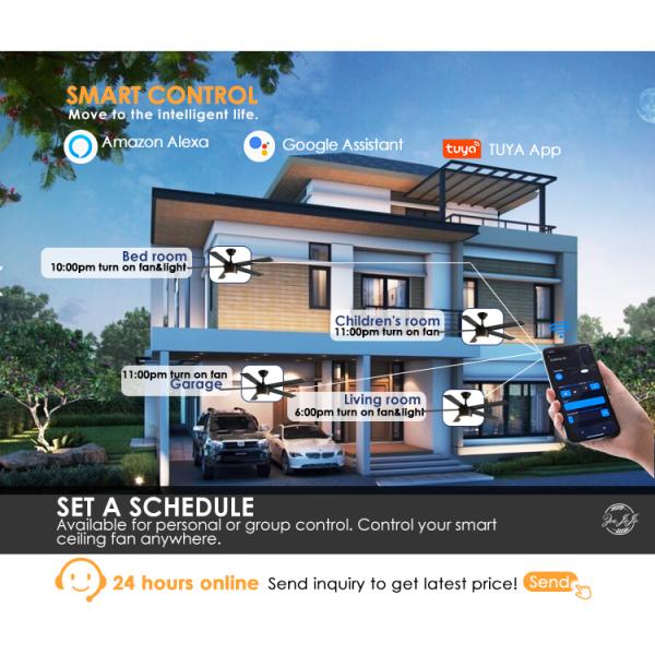 Ventilador de teto decorativo com comando remoto de 6 velocidades e motor de 10 anos