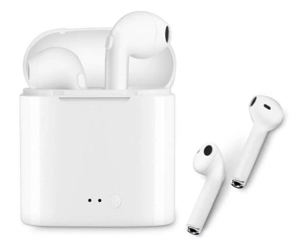 Black White Mobile Phone Wireless Earphones With Dual Mic For Call And Music