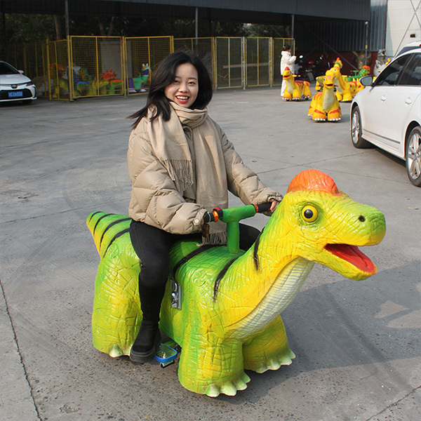 Coin Operated Cartoon Ride On Toy Kids Attraction Riding Dinosaur Scooter