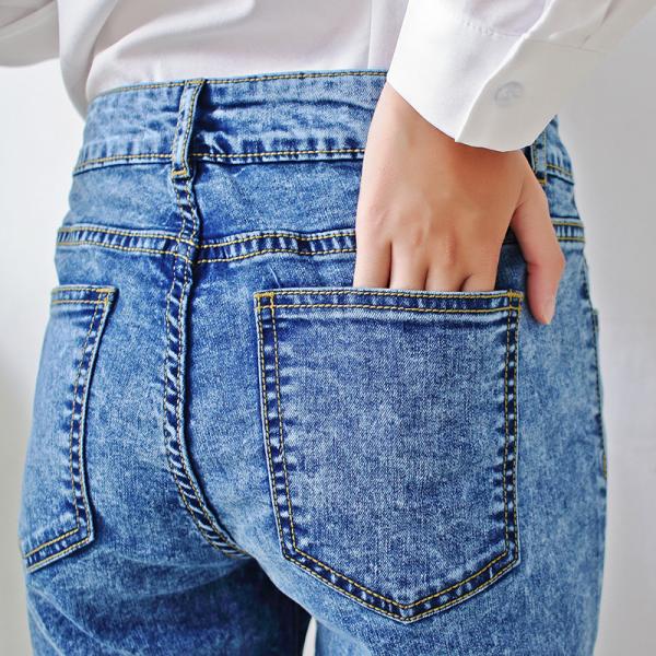 Size10-12-14-16-18 damaged patch women woven denim slim jeans