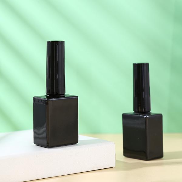 10ml 15ml Rectangular Glass Black Nail UV Gel Polish Packing Empty Square Shape Nail Polish Bottle With Brush for Cosmetic