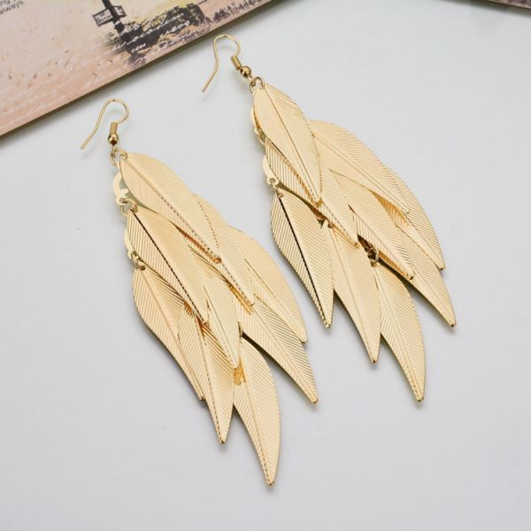 2025 Personality Indian Baroque Vintage Willow Leaf Long Wholesale Earrings
