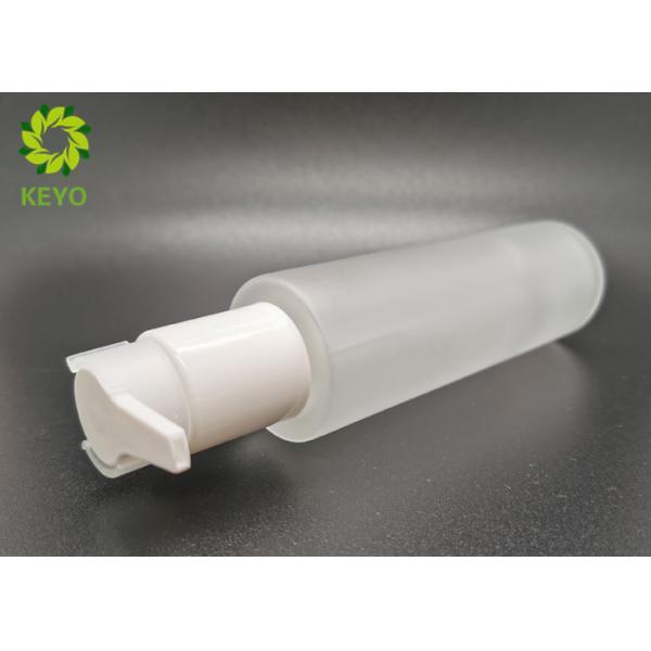 Frosting Empty Cosmetic Bottles , Glass Makeup Bottles With White Self Lock Lotion Pump