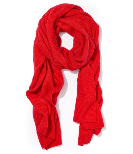 100 Cashmere Knit Winter Scarf , Elastic Lattice Stitch Rib Knit Scarf