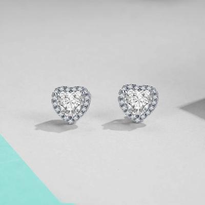 Classique coupure de cœur 0.5ct 2ct boucles d'oreilles Moissanite bijoux Hip Hop