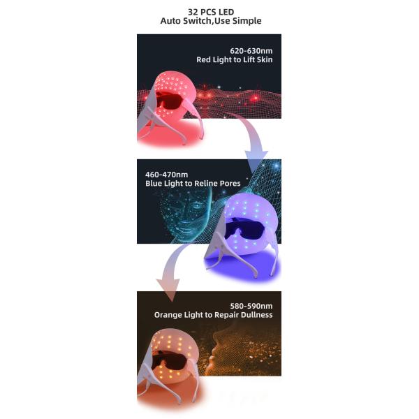 Whitening Skin Phototherapy 580nm 61g 32Pcs LED Light Therapy Mask