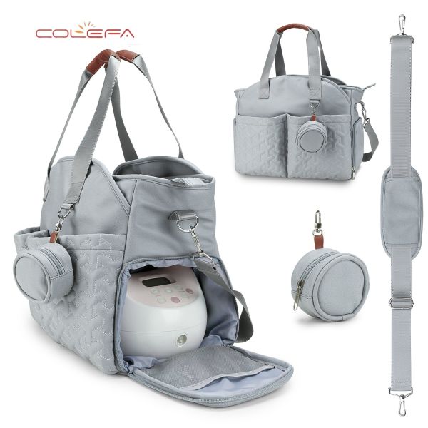 Customizable LOGO Single-Shoulder Tote Mom Bag with Pacifier Pouch Large-Capacity Multi-Functional Maternity Travel Bag for Moms