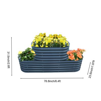 Camas de jardim elevadas Kit Galvanizado Camas elevadas Para jardinagem Vegetais Flores 6.4*2.6*2 Ft Metal Camas de plantação elevadas